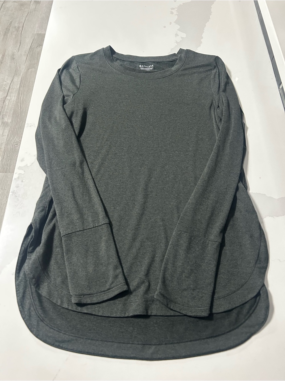 Athleta Dark Charcoal Long Sleeve Scoop Hem Tee